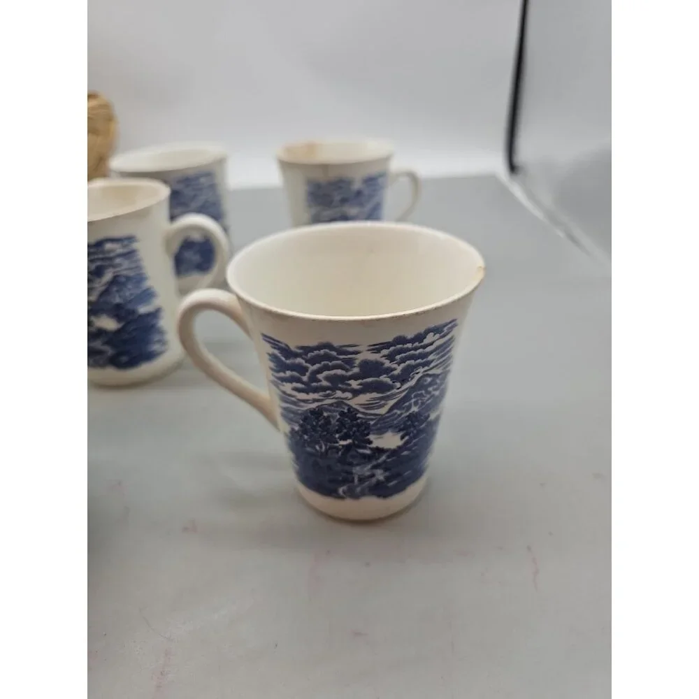 7 Vintage Royal Warwick China Coffee Mugs Lochs of Scotland 2 No Chips Rest Chip